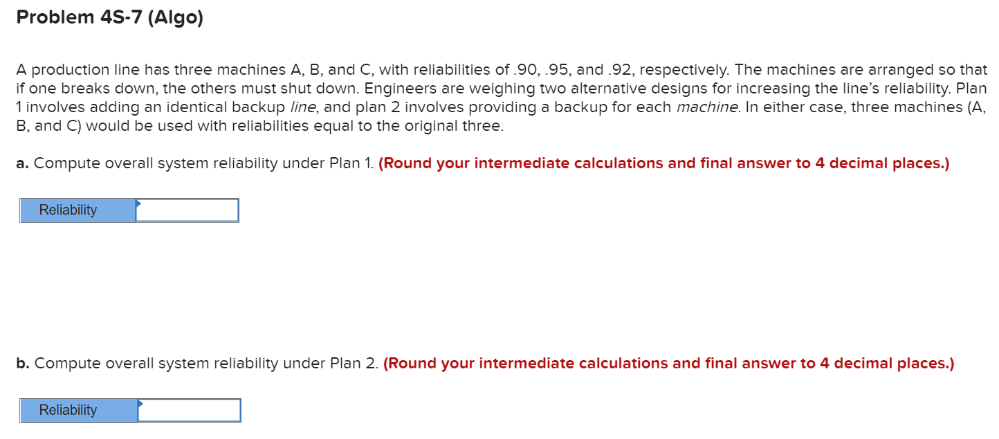1. 2. 3. Problem 45-4 (Algo) A product engineer