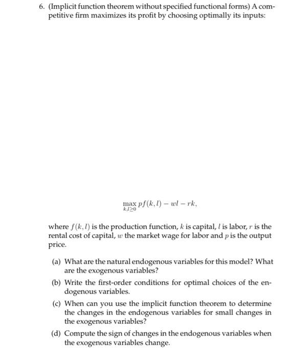 6. (Implicit function theorem without specified