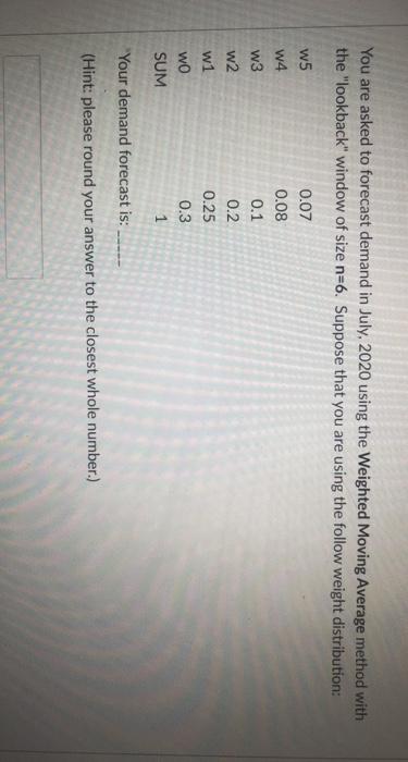 U Problem Statement (Forecast Methods) You are
