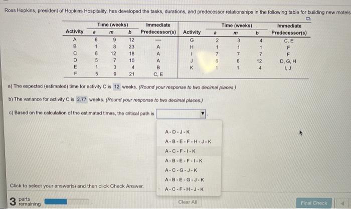 what is the critical path Time (weeks) . m