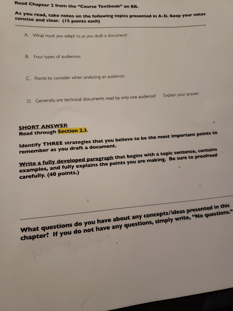 Read Chapter 2 from the "Course Textbook" on BB.