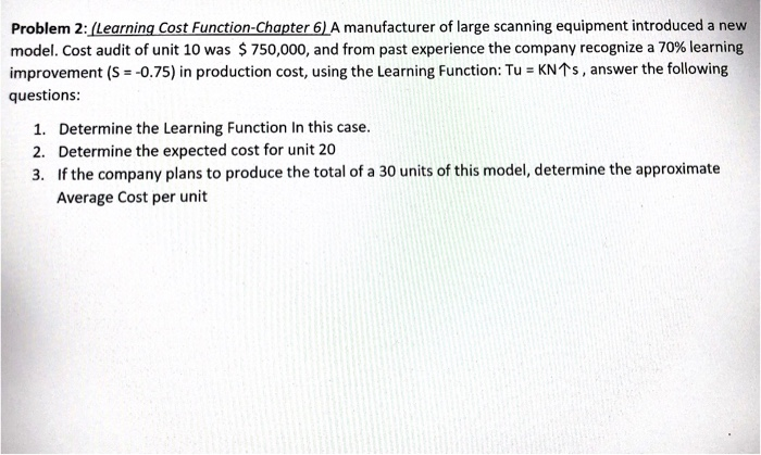 Problem 2: Learning Cost Function Chapter 6) A