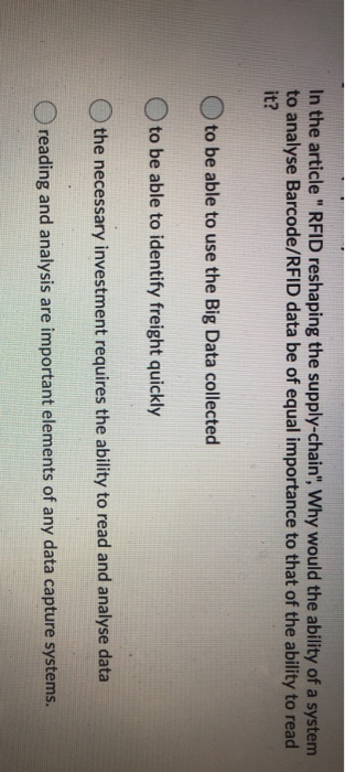 In the article " RFID reshaping the