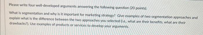 Please write four well-developed arguments