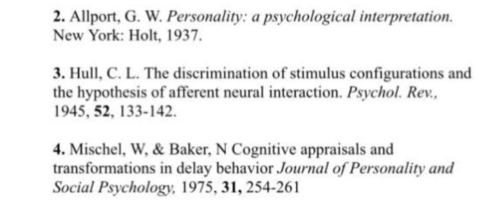 Put these article in APA DOI format 2. Allport,