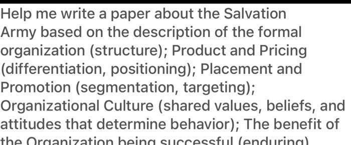 Help me write a paper about the Salvation Army
