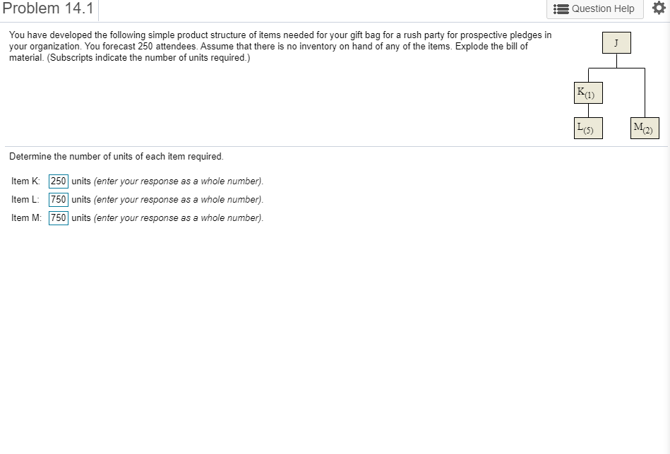 Problem 14.1 :: Question Help You have developed