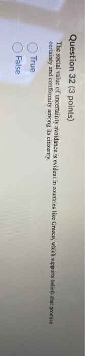 Question 32 (3 points) The social value of