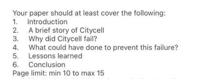 Your paper should at least cover the following: