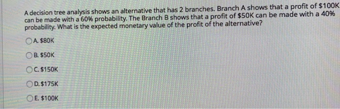 A decision tree analysis shows an alternative