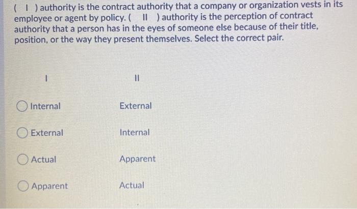 (1) authority is the contract authority that a