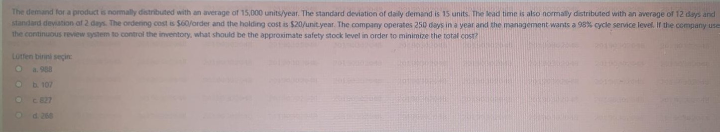 The demand for a product is normally distributed