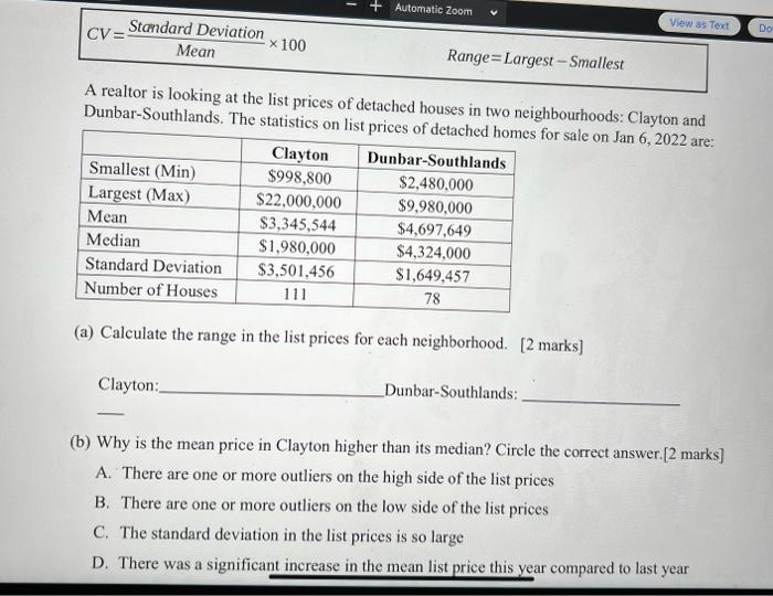 A realtor is looking at the list prices of