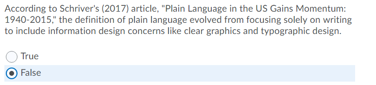 According to Schriver's (2017) article, 