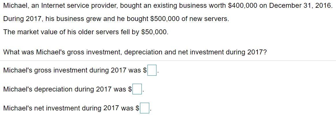 Michael, an Internet service provider, bought an