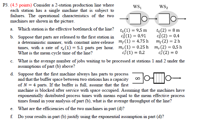 3. (4.5 points) Consider a 2-station production