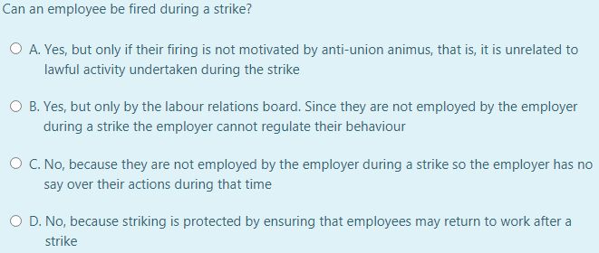 1. 2. 3. 4. Can an employee be fired during a