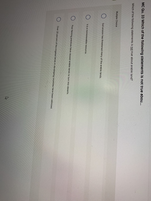 MC Qu. 33 Which of the following statements is