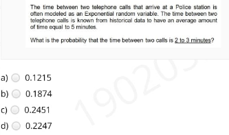The time between two telephone calls that arrive