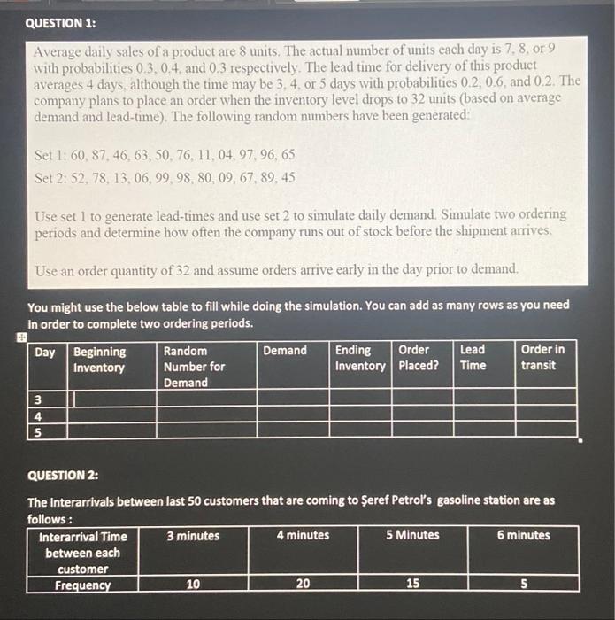 QUESTION 1: Average daily sales of a product are
