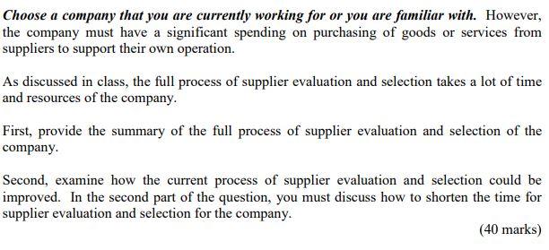 Choose a company that you are currently working