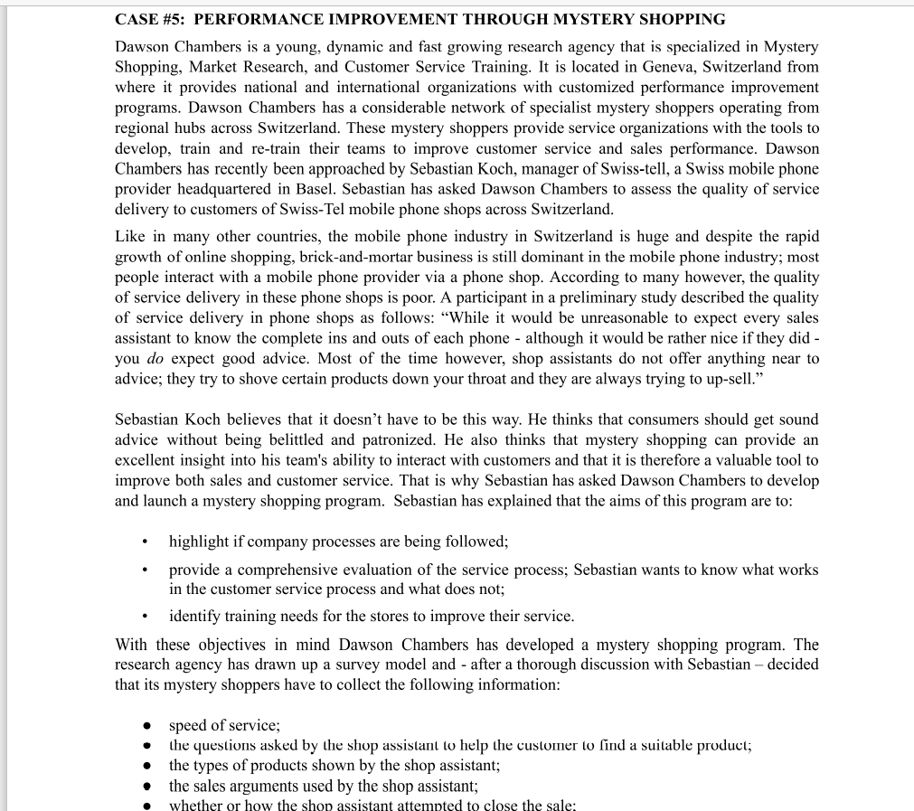 CASE #5: PERFORMANCE IMPROVEMENT THROUGH MYSTERY