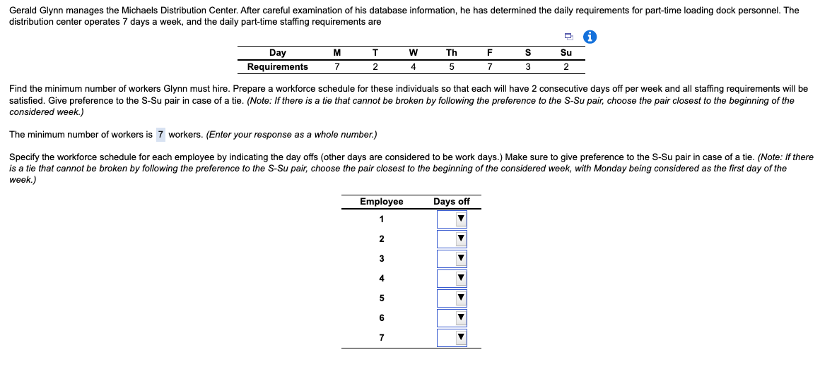 Find the minimum number of workers Glynn must