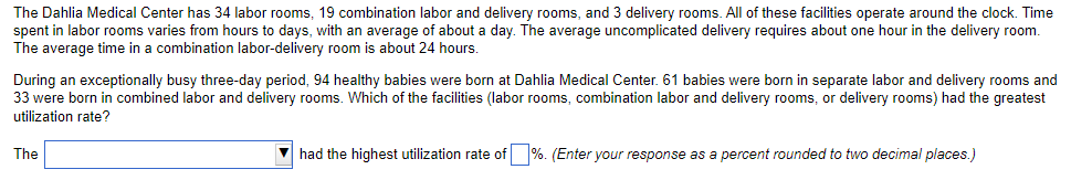 The Dahlia Medical Center has 34 labor rooms, 19