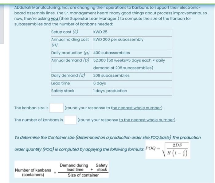 please ASAP Abdullah Manufacturing, Inc., are