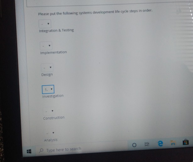 Please put the following systems development life