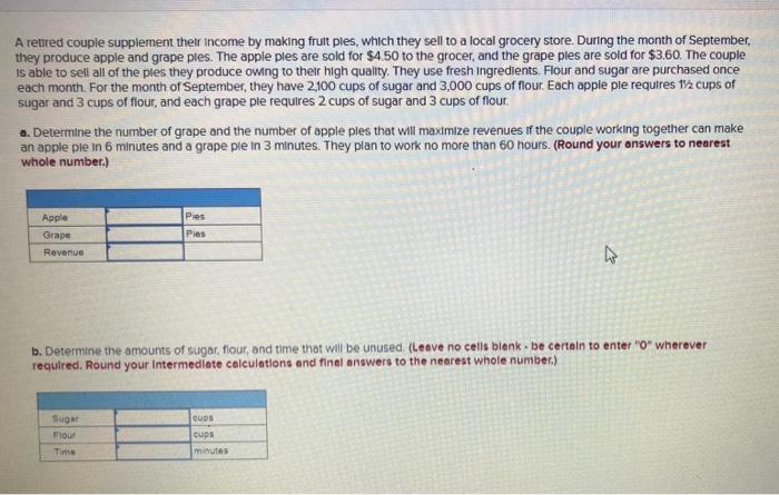 A retired couple supplement their income by