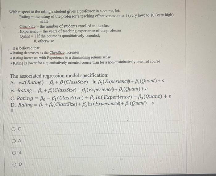 With respect to the rating a student gives a