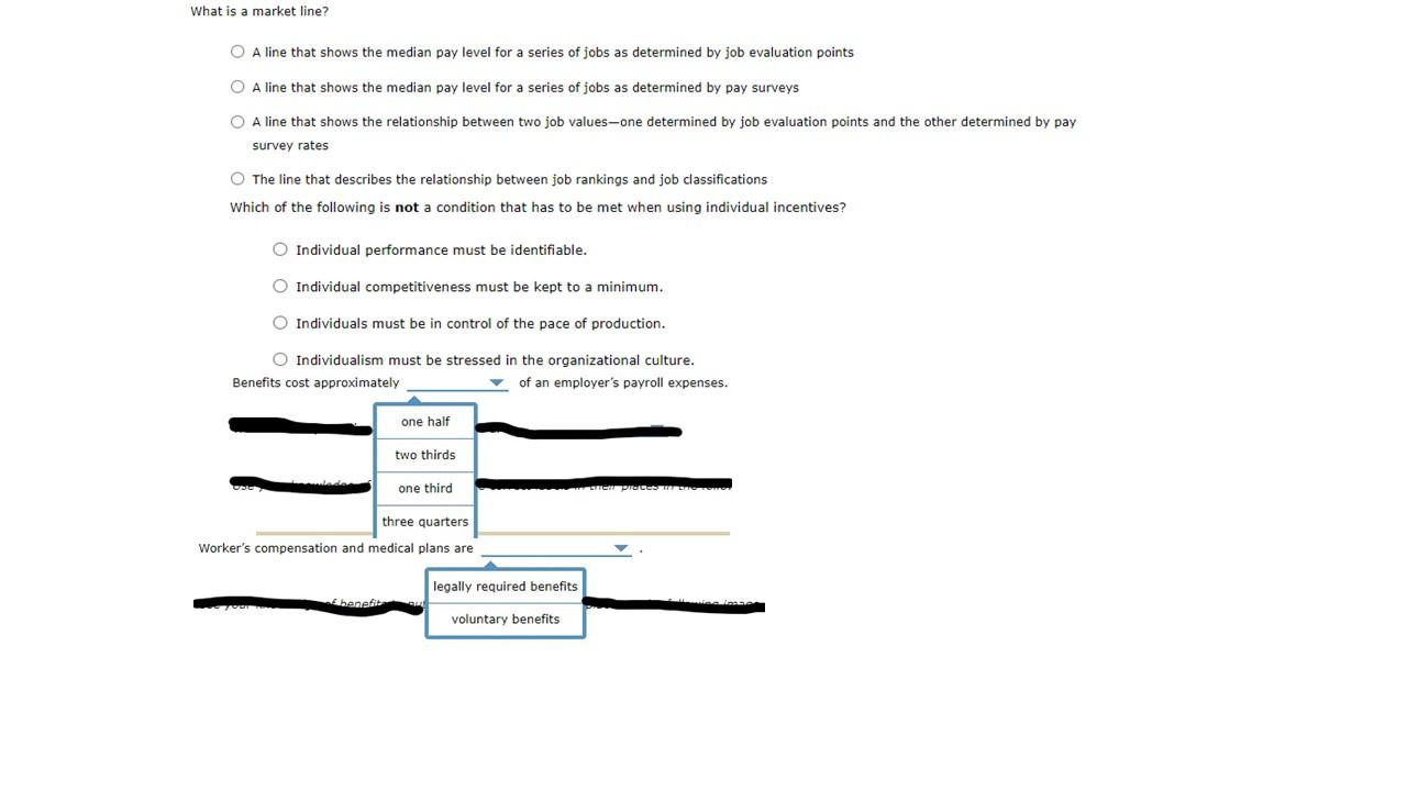 What is a market line? O Aline that shows the