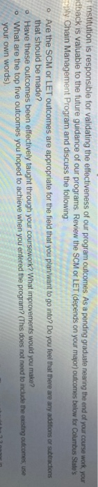 1. logistics engineering technology(LET) outcomes