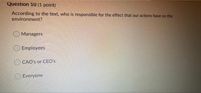 Question 10 (1 point) According to the text, who