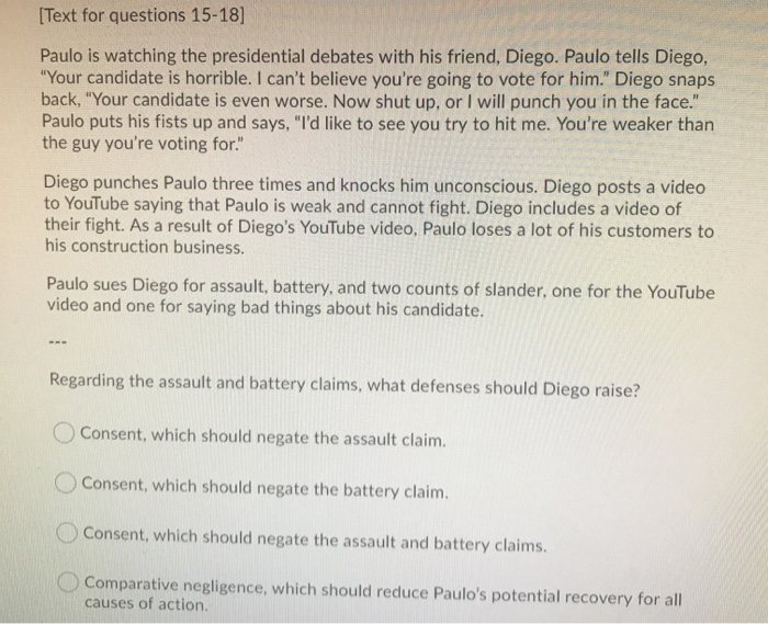 [Text for questions 15-18] Paulo is watching the