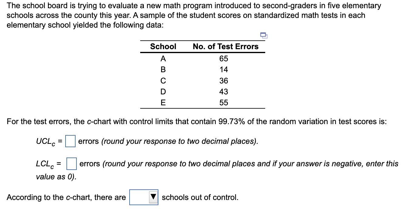 The school board is trying to evaluate a new math