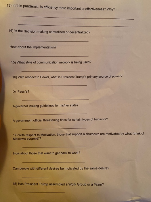 7) Going into this pandemic, what was a strength