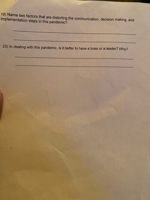 7) Going into this pandemic, what was a strength