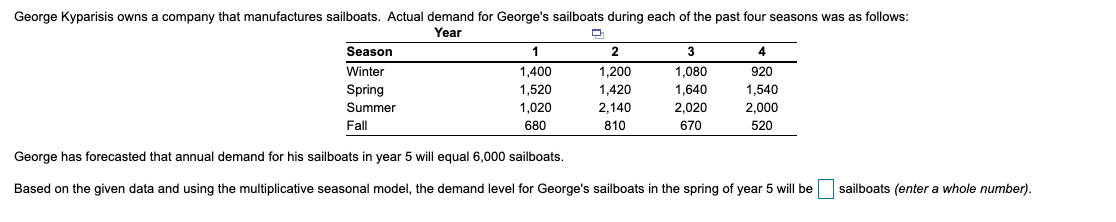 4 1,400 George Kyparisis owns a company that