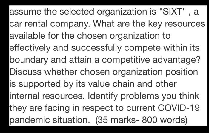 assume the selected organization is "SIXT", a car