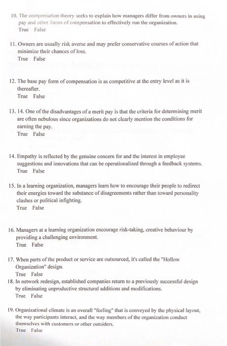 answer by stating whether the statement is TRUE