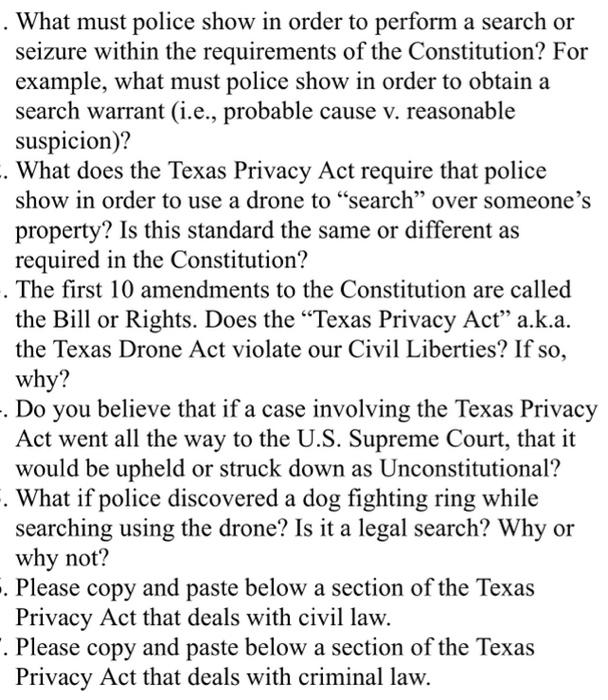 What does the Texas Privacy Act require that