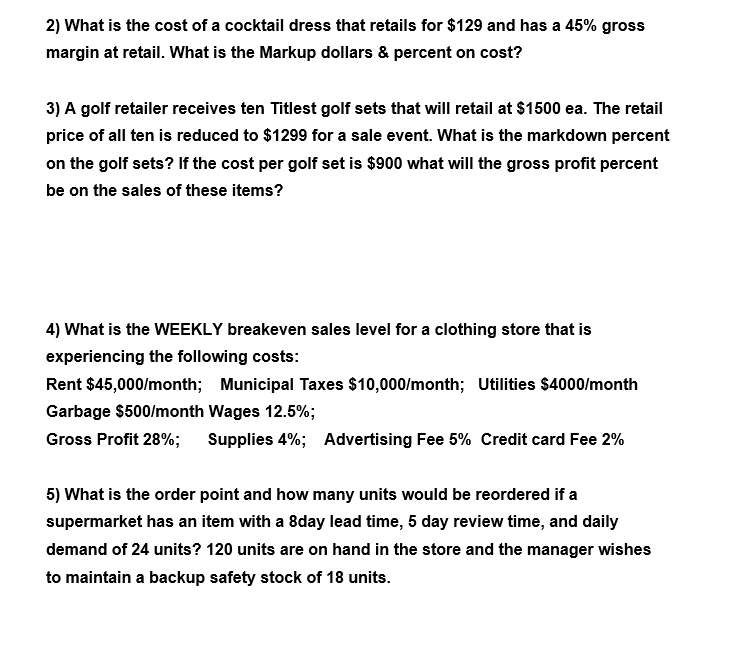 2) What is the cost of a cocktail dress that