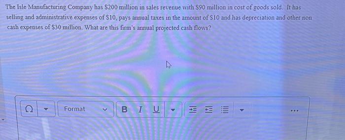 The Isle Manufacturing Company has $200 million