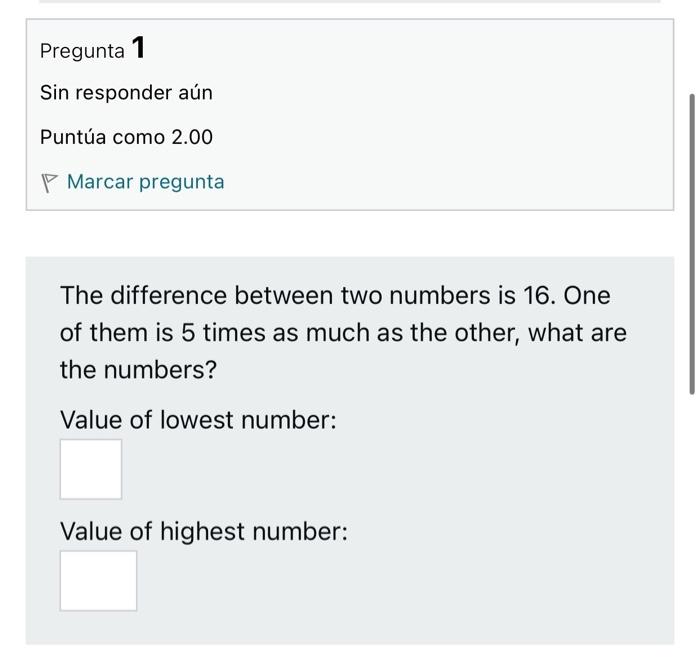 Pregunta 1 Sin responder an Punta como 2.00