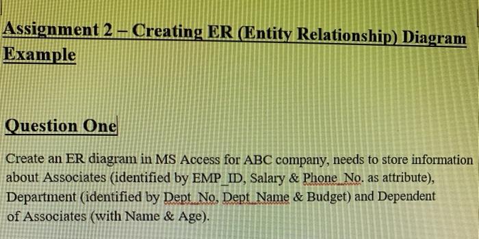 Assignment 2 - Creating ER (Entity Relationship)