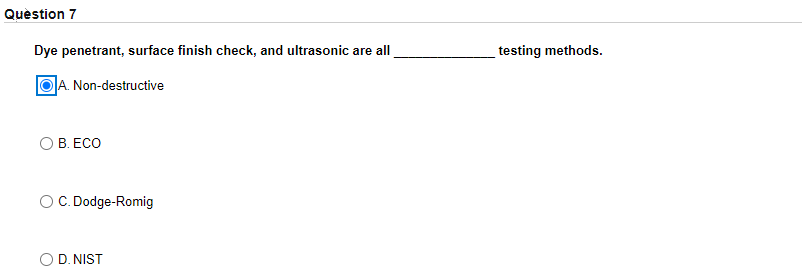 Question 1 Variable gauges should have a