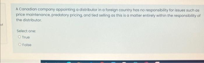 A Canadian company appointing a distributor in a