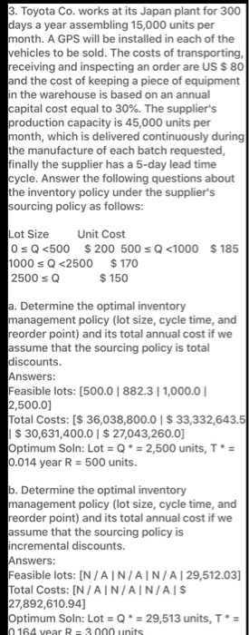 3. Toyota Co. works at its Japan plant for 300